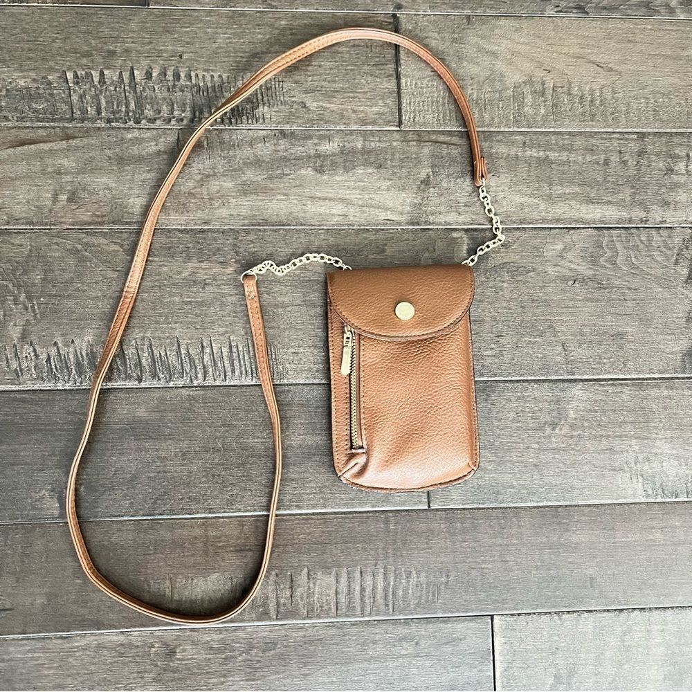 Safe Keeper Crossbody Bag Purse Brown Cognac Gold Hardware RFID Blocking